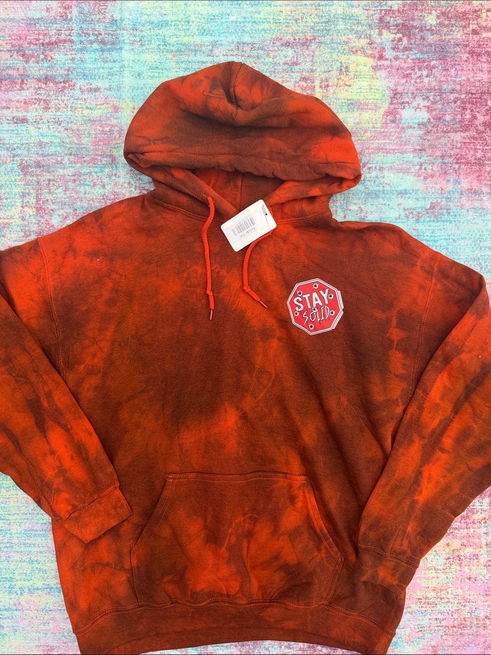 Orange Tie-Dye Pullover Hoodie